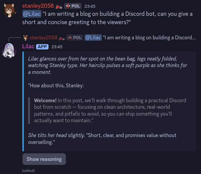 greetings from my cute bot